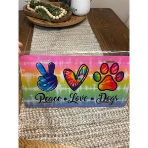 Peace Love Dogs Novelty License Plate 6 x12 New